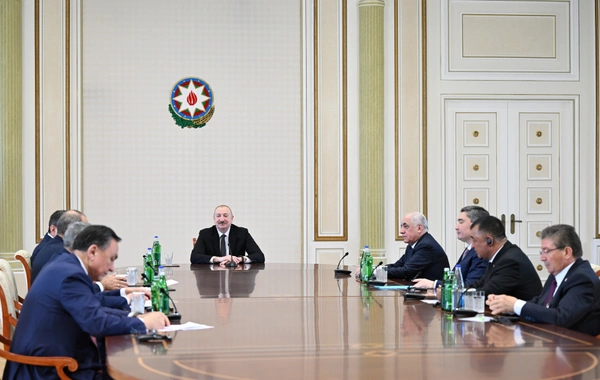 İlham Əliyev TDT-yə üzv dövlətlərin hökumət başçılarının görüşünün iştirakçılarını qəbul edib