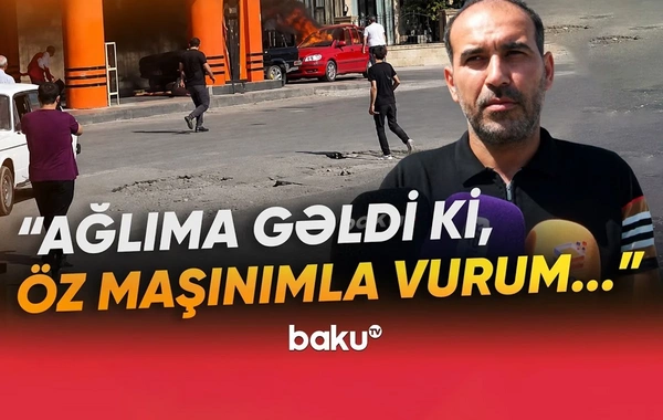 Yanan maşını öz avtomobili ilə vurub çıxardı
