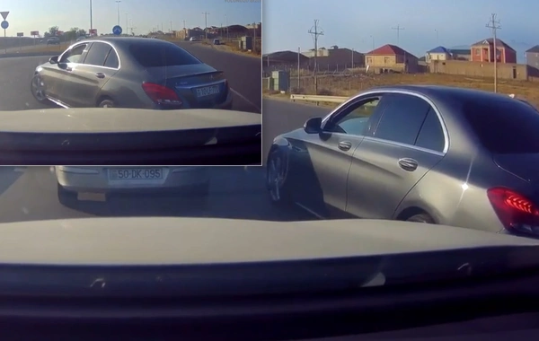 Qəza şəraiti yaradan qadın sürücü ona yol verilmədiyi üçün görün nə etdi