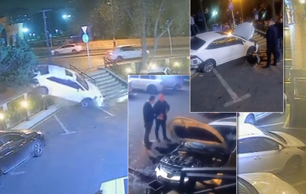 idarəetmədən çıxan Toyota restoranın həyətinə düşdü