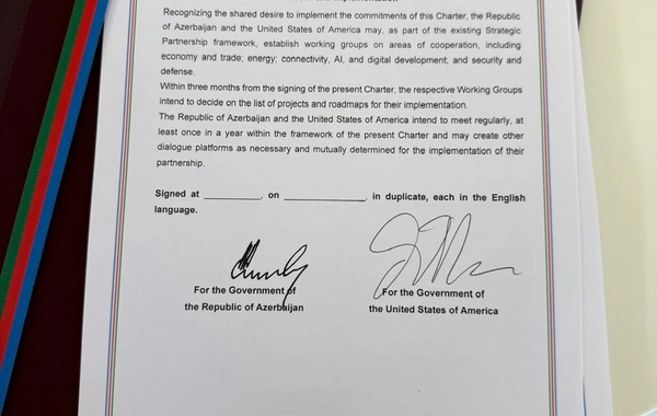 Azərbaycanla ABŞ arasında Strateji Tərəfdaşlıq Xartiyası imzalanıb