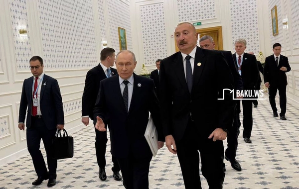 MDB dövlət başçıları görüşü çərçivəsində İlham Əliyev Vladimir Putin və Sərdar Berdiməhəmmədovla görüşüb