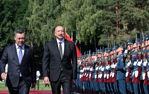 Prezident İlham Əliyevin Çolpon-Ata şəhərində rəsmi qarşılanma mərasimi olub