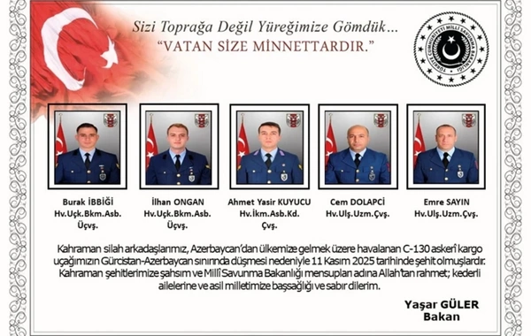 Türkiyə Milli Müdafiə Nazirliyi təyyarə qəzasında 20 hərbçinin öldüyünü təsdiqləyib