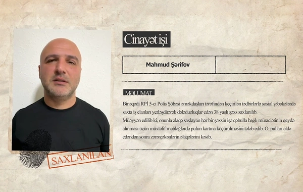 Sosial şəbəkələrdə işə qəbulla bağlı saxta elanlar paylaşan şəxs saxlanılıb