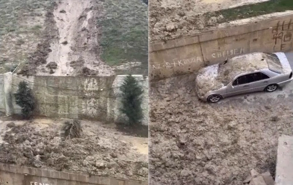 В Баку на территории поликлиники  произошел оползень