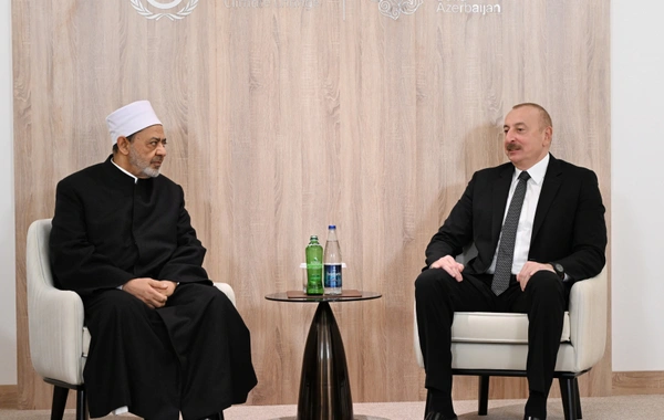 İlham Əliyev Əl-Əzhəri Şərifin şeyxi ilə görüşüb