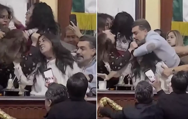 Meksika parlamentində qalmaqal - Şura üzvləri arasında dava kameraya düşdü