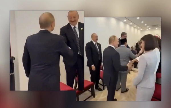 Çində Putin İlham Əliyev və Mehriban Əliyeva ilə salamlaşıb