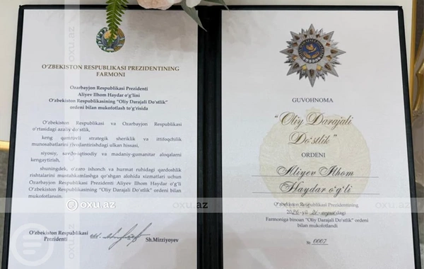Шавкат Мирзиёев награждён орденом "Гейдар Алиев"