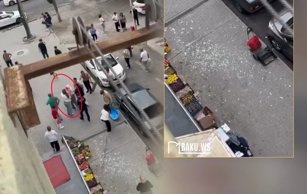 Xırdalanda şüşə balkon qırıldı, qadının başına düşdü