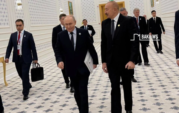 MDB dövlət başçıları görüşü çərçivəsində İlham Əliyev Vladimir Putin və Sərdar Berdiməhəmmədovla görüşüb