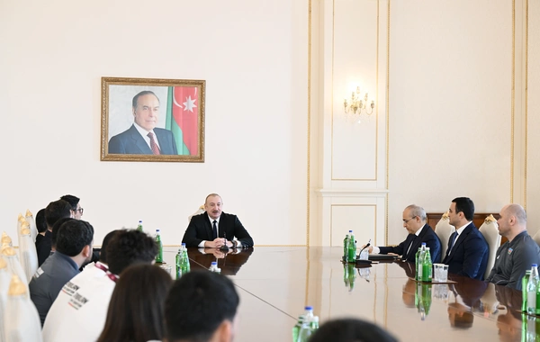 İlham Əliyev Avropa çempionatında komanda hesabında çempion olan güləşçiləri qəbul edib