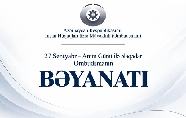 Ombudsman Anım Günü ilə əlaqədar bəyanat yayıb