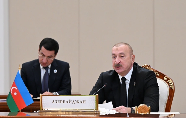 İlham Əliyev Mərkəzi Asiya Dövlət Başçılarının 7-ci Məşvərət Görüşünün iclasında çıxış edib