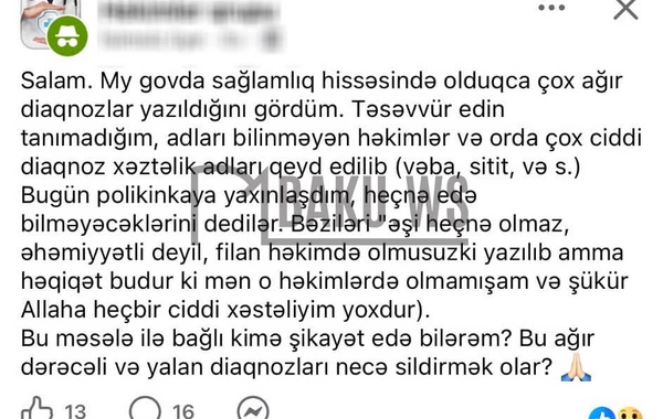 "My Gov"la bağlı QƏRİBƏ OLAY - Vətəndaşın adına ağır diaqnozlar yazıldı