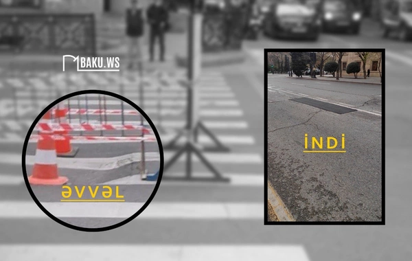 Bakıda çökən yol bərpa edildi