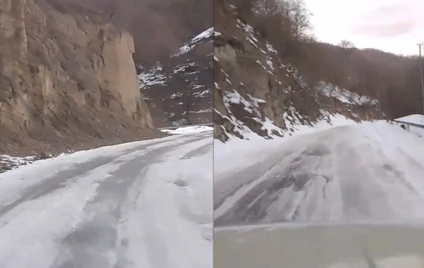 Buz bağlayan bu yol sürücülər üçün əsl tələyə çevrilib