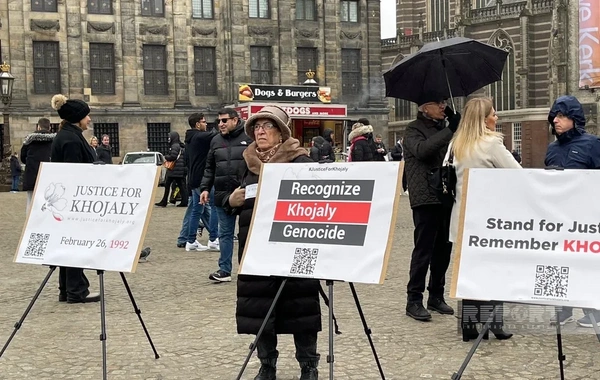 Amsterdamın mərkəzi meydanında "Xocalıya ədalət" aksiyası keçirilib