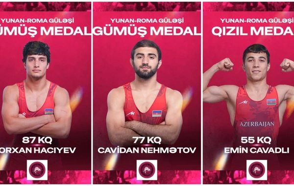 Azərbaycan güləşçiləri Avropa çempionatına 1 qızıl, 2 gümüş medalla başlayıblar