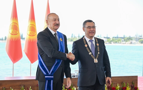 Azərbaycan və Qırğızıstan prezidentlərinin təltifolunma mərasimi keçirilib