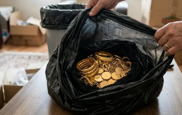 Женщина случайно выбросила килограмм золота в мусор