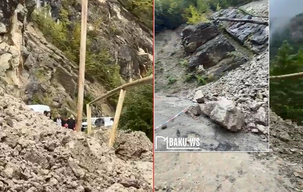 Quba-Xınalıq yolunda torpaq sürüşməsi - Yol tam bağlandı