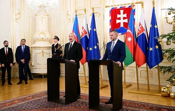 Azərbaycan və Slovakiya prezidentləri mətbuata bəyanatlarla çıxış ediblər