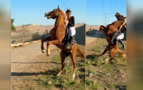 At a horse riding center, a horse fell on an Azerbaijani dancer
