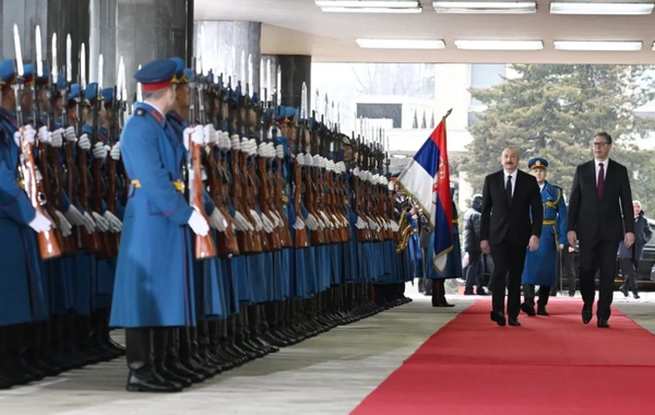 Serbiyada Azərbaycan Prezidentinin rəsmi qarşılanma mərasimi olub
