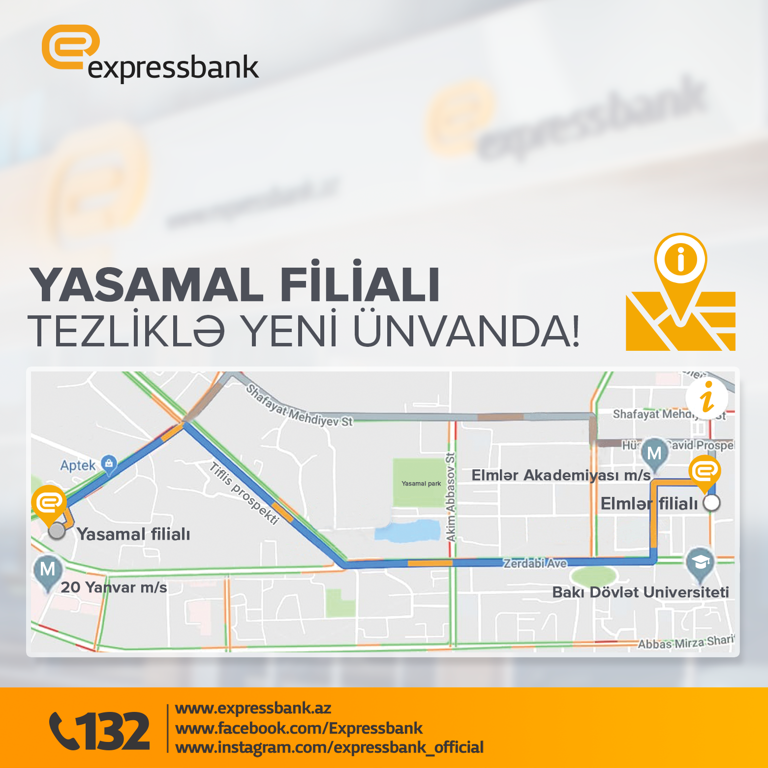 Expressbank-ın «Yasamal» filialı ünvanını dəyişir