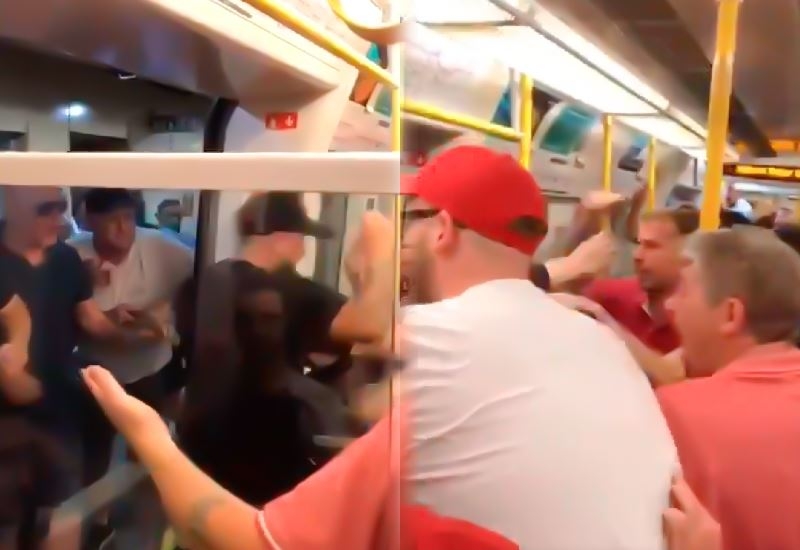 "Liverpul" və "Mançester Siti" fanatları metroda dalaşıb - VİDEO