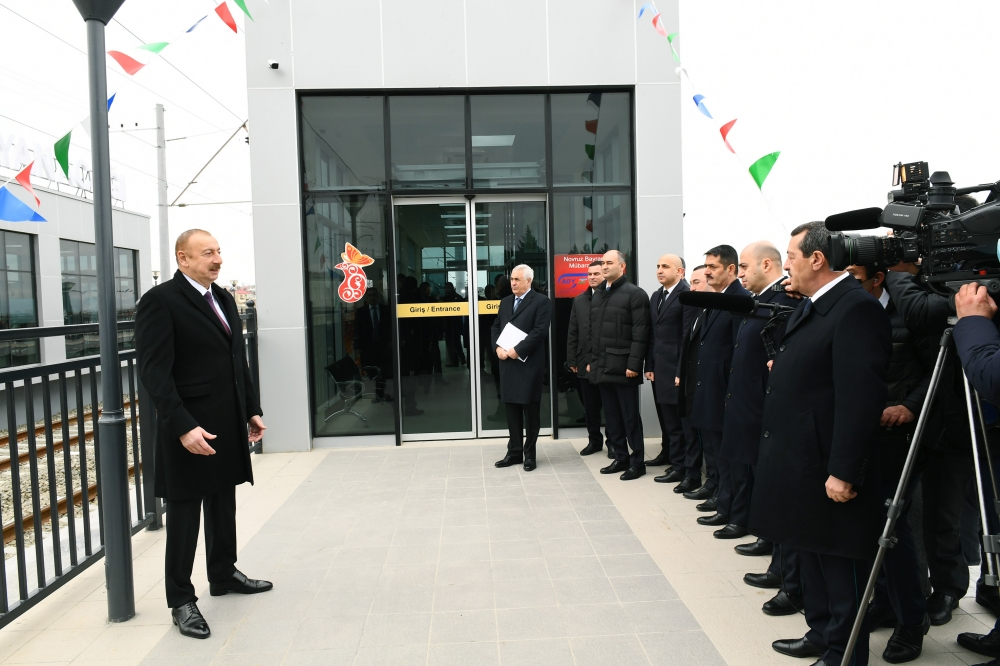 Prezident İlham Əliyev dəmir yolunun açılışında iştirak edib - FOTO