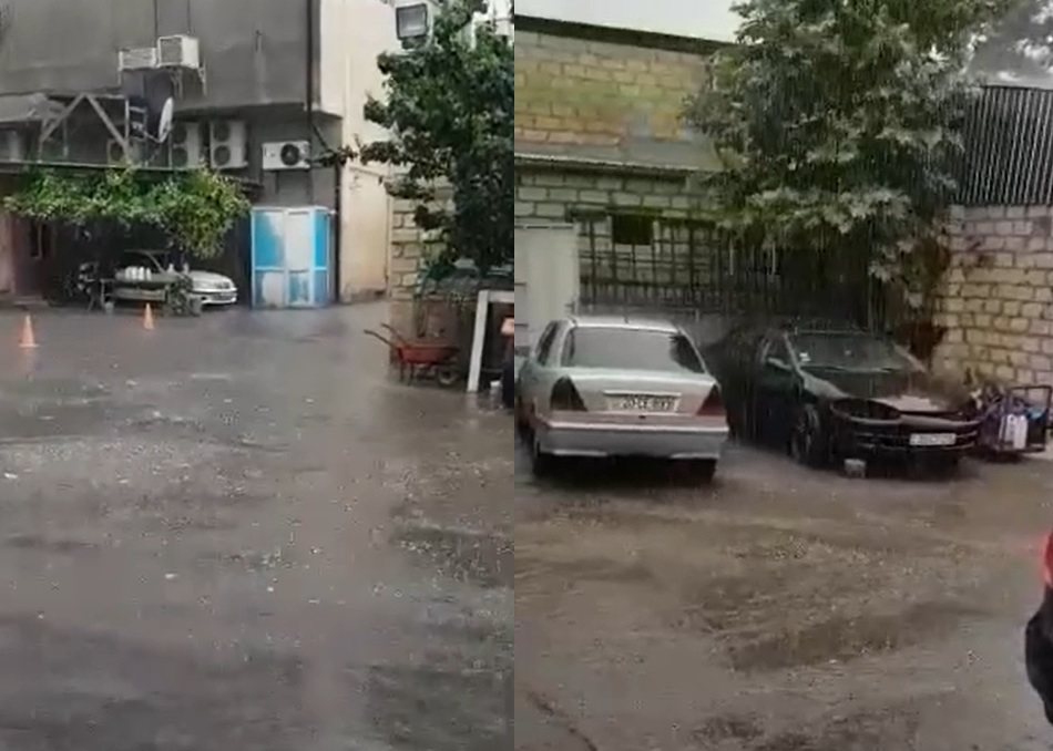 Gəncəyə güclü yağış yağıb, evləri su basıb - VİDEO