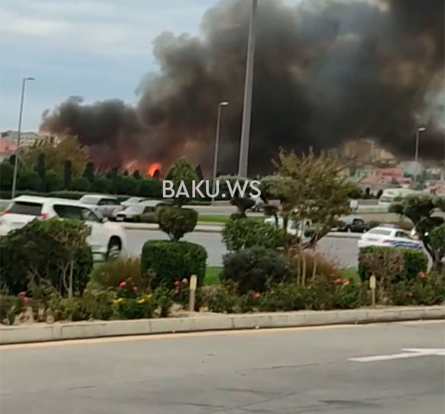 Aeroport yolu istiqamətindəki yanğın söndürüldü - VİDEO (YENİLƏNİB)
