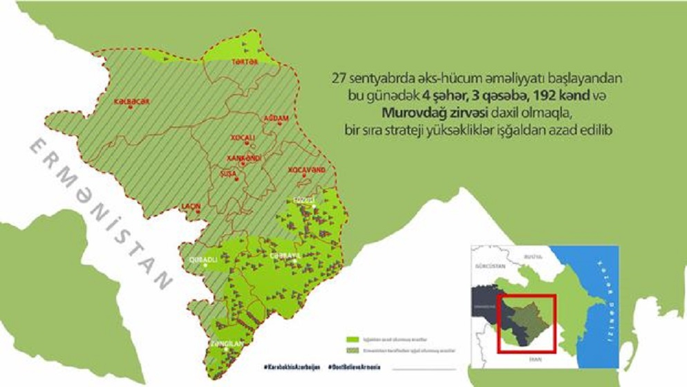 Azərbaycan ordusunun işğaldan azad etdiyi ərazilərin interaktiv xəritəsi yenilənib - VİDEO