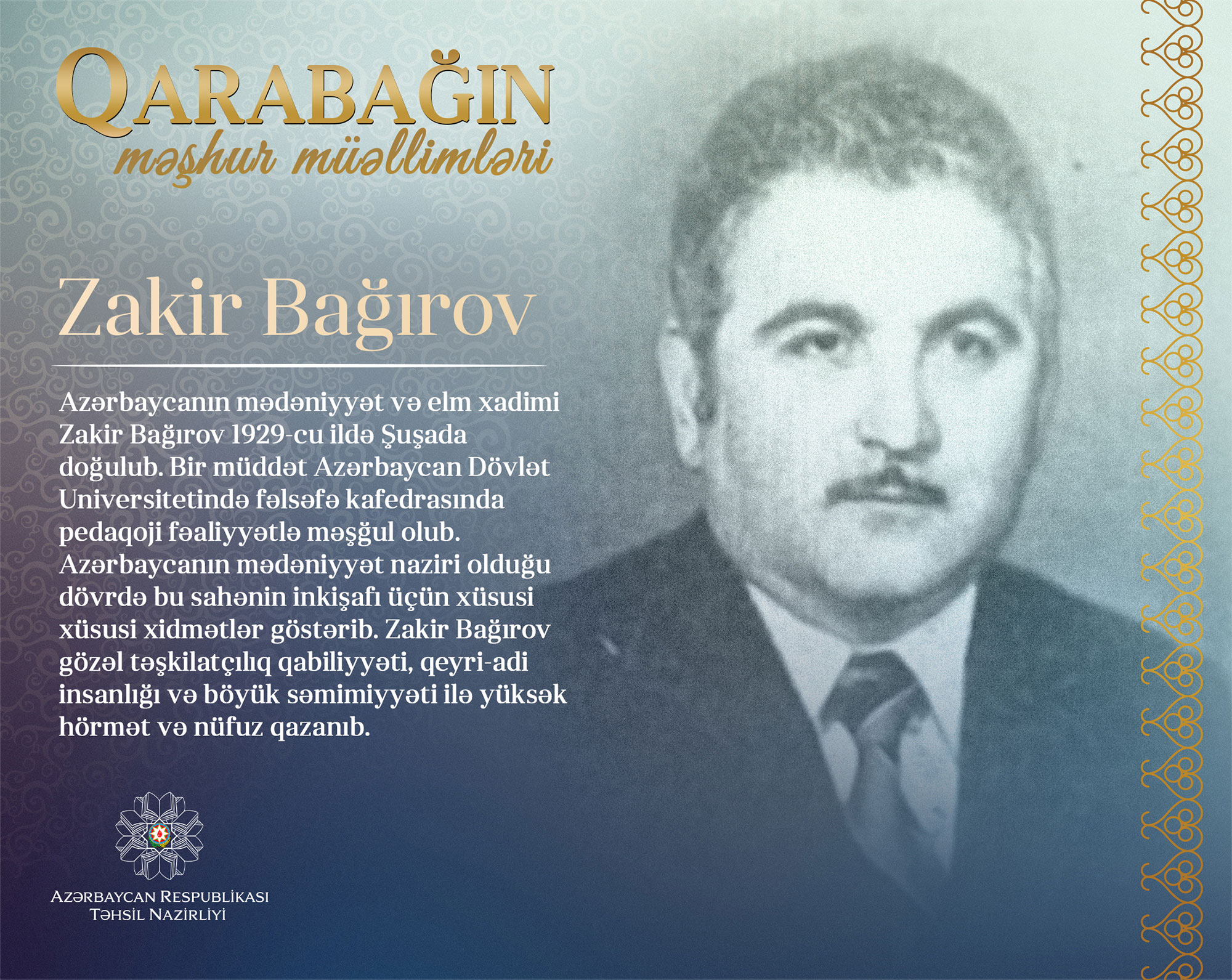 "Qarabağın məşhur müəllimləri" – Zakir Bağırov