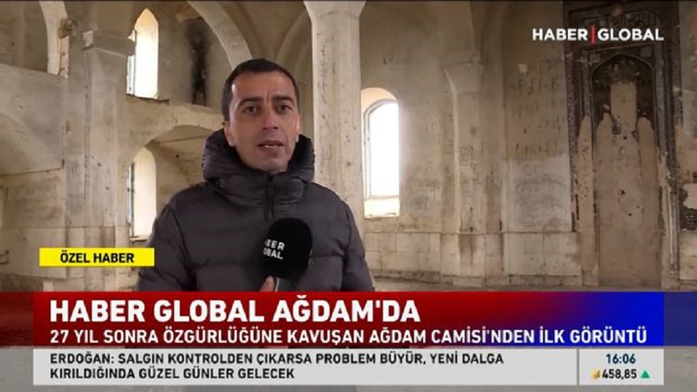 “Haber Global” kanalı Ağdamın Cümə məscidindən reportaj hazırlayıb - VİDEO