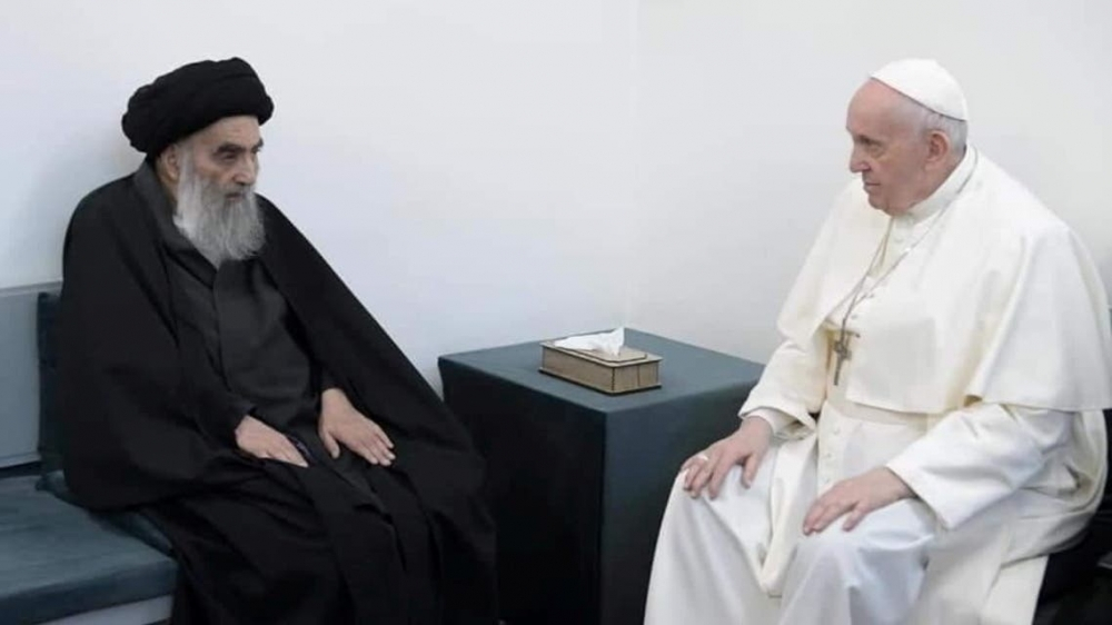 Papa Fransisk İraqın Nəcəf şəhərində Ayətullah Sistani ilə görüşüb