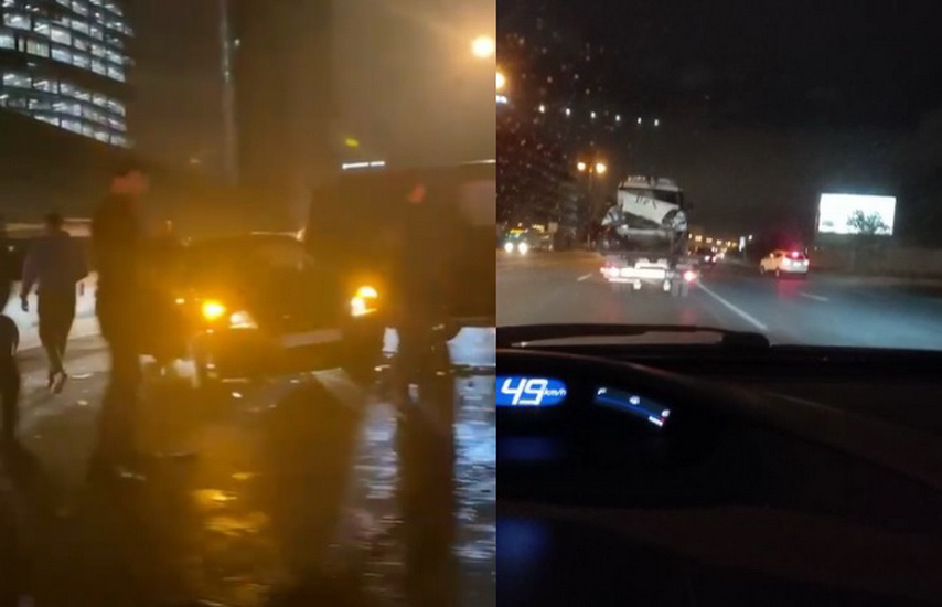 “Gelandewagen”lə PPX avtomobili toqquşub: polis əməkdaşı yaralanıb - VİDEO