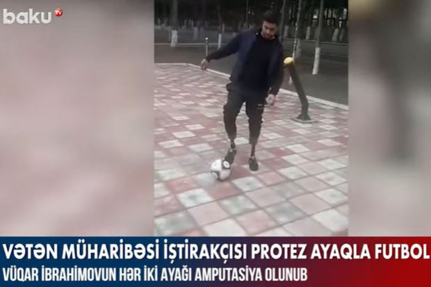 Vətən müharibəçi iştirakçısı protez ayaqla futbol oynadı – VİDEO