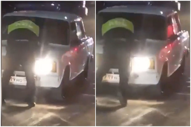 Dağıstanlı sürücü yol polisini avtomobilinin kapotunun üstündə “gəzdirdi” - VİDEO