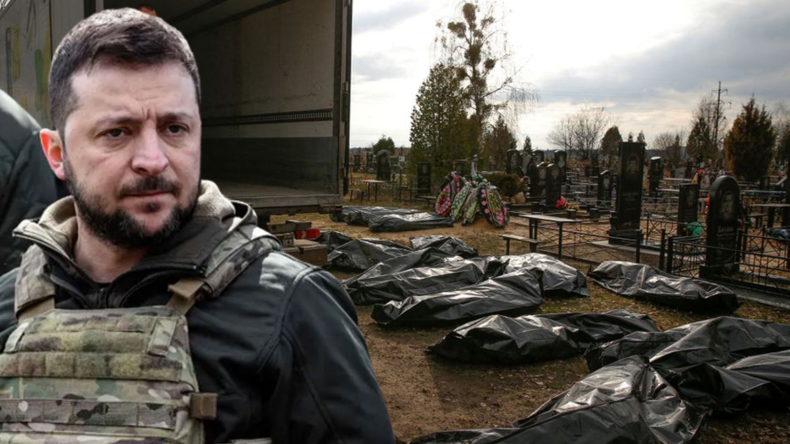 Zelenski: "Rus ordusu qətlə yetirilən ukraynalıların cəsədlərini zirzəmilərdən çıxarmağa çalışır"