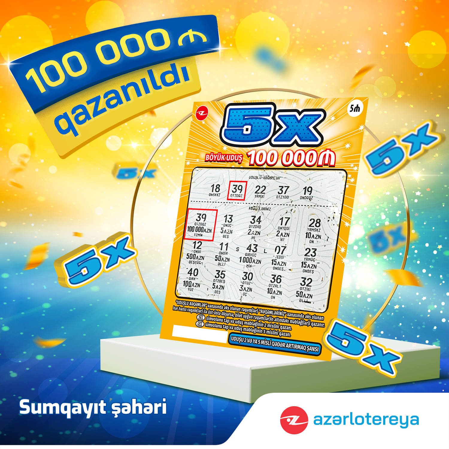 “5X” ani lotereyasında 100 000 manat qazanıldı