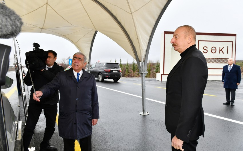 Prezident Oğuz-Şəki avtomobil yolunun yenidənqurmadan sonra açılışında iştirak edib - FOTO - YENİLƏNİB