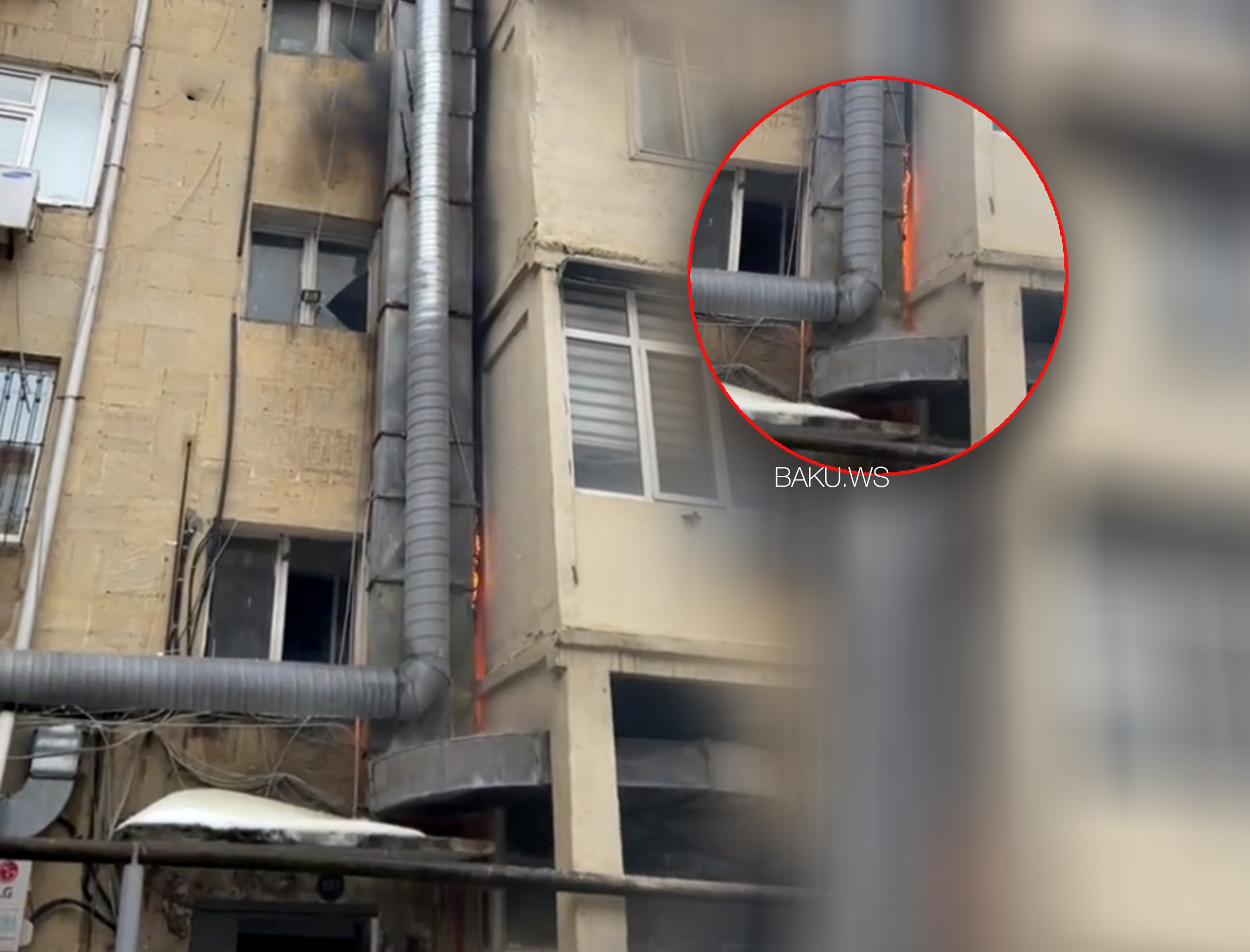 Bakıda binada ölüm təhlükəsi, bir anda alov qalxdı - VİDEO