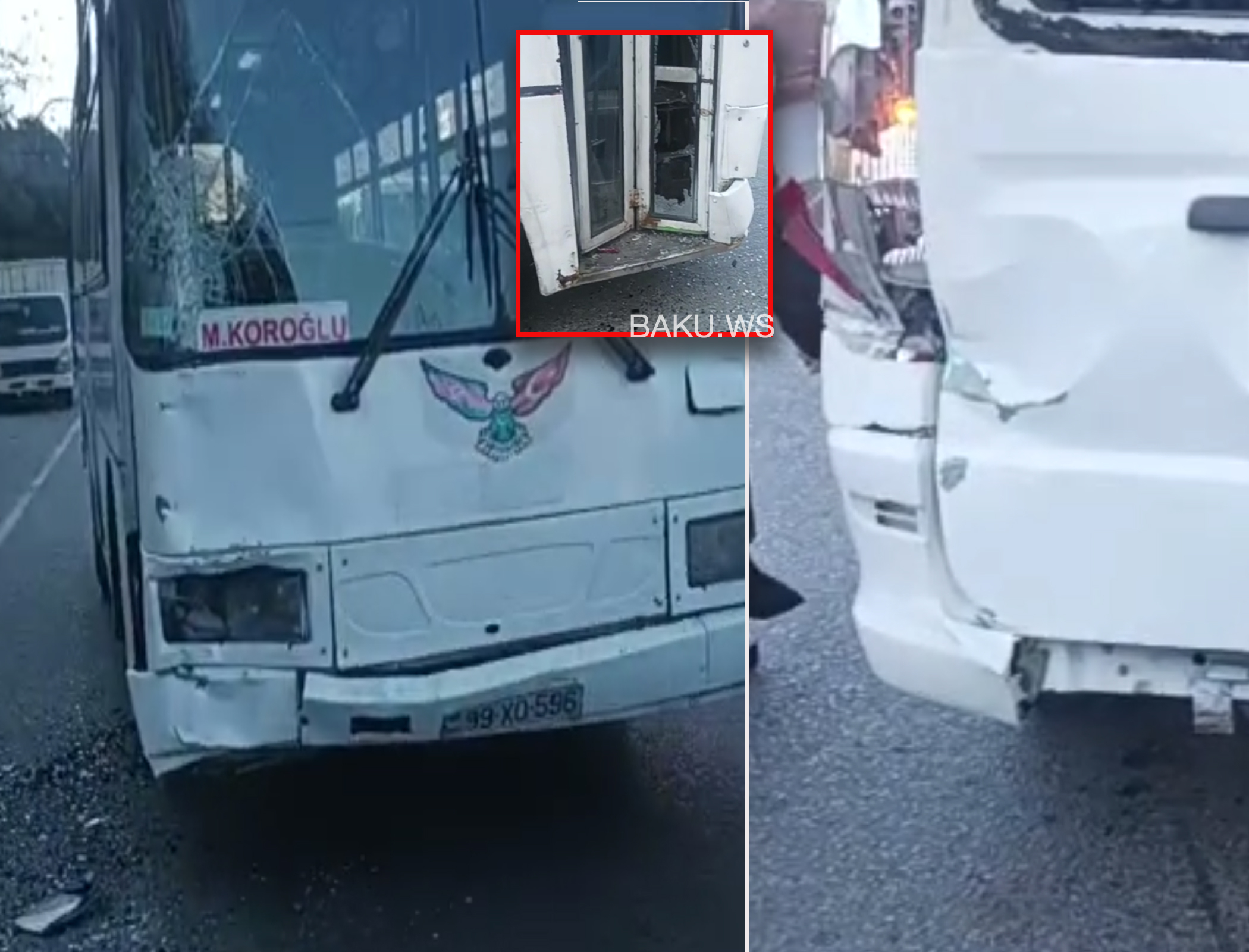 Bakıda sükan arxasında telefonla danışan avtobus sürücüsü qəza törətdi - VİDEO