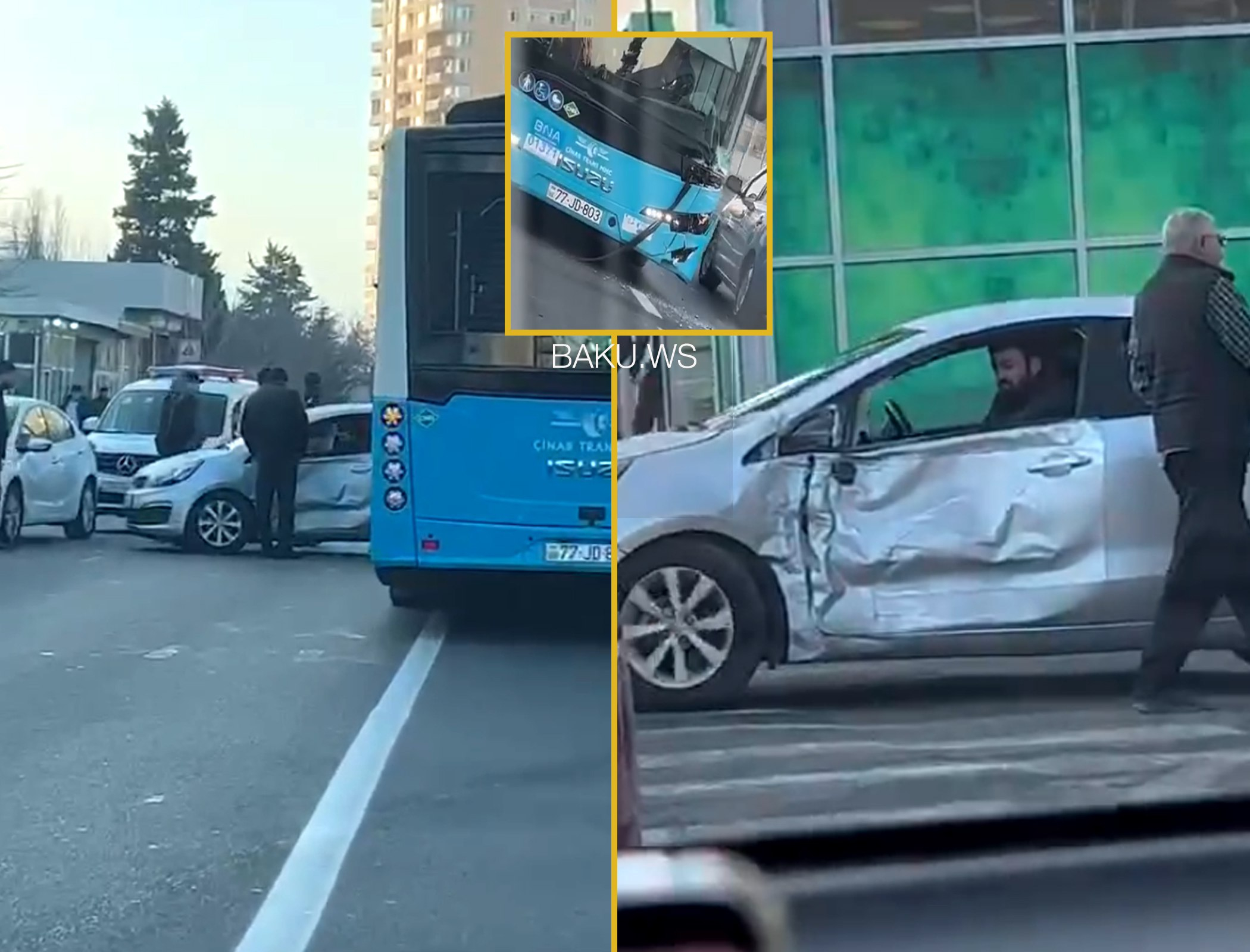 Paytaxtda avtobus qəzası: Hərəkət iflic oldu - VİDEO