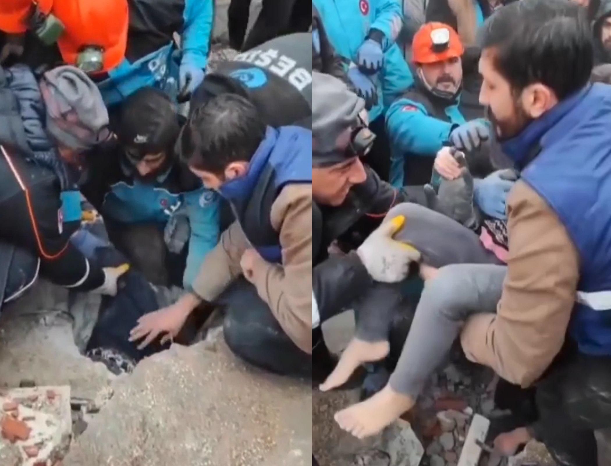 Türkiyədə dağıntılar altından qızcığaz xilas edildi - VİDEO