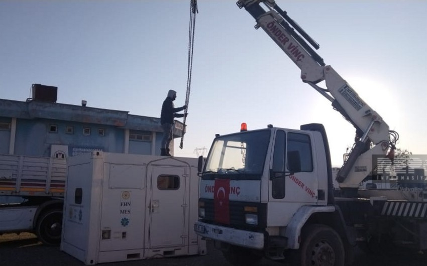 FHN-in Mobil səhra hospitalı Kahramanmaraşda quraşdırılmağa başlanılıb - FOTO